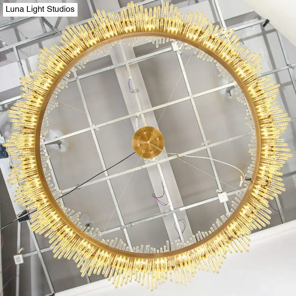 Modern Gold Led Crystal Chandelier Ceiling Light For Living Room