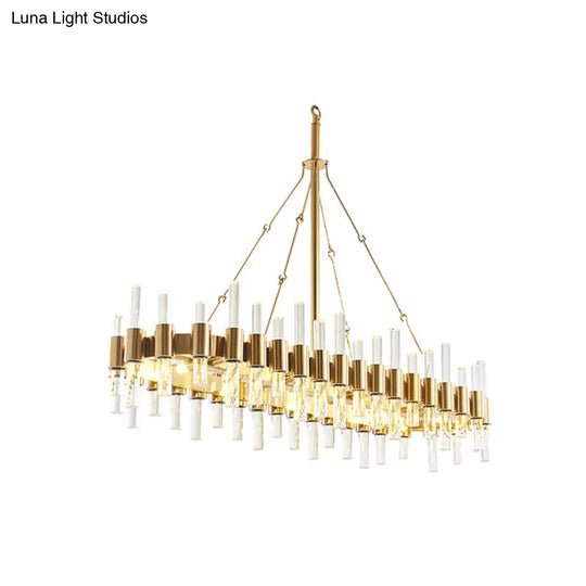 Modern Gold Crystal Rod Loop Chandelier Pendant Light