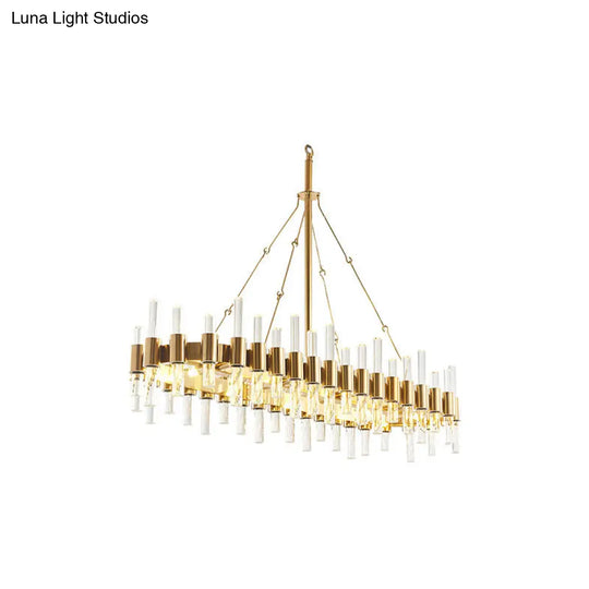 Modern Gold Crystal Rod Loop Chandelier Pendant Light