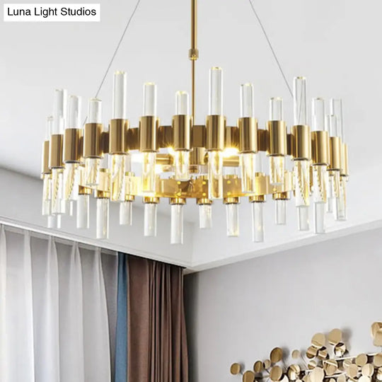 Modern Gold Crystal Rod Loop Chandelier Pendant Light