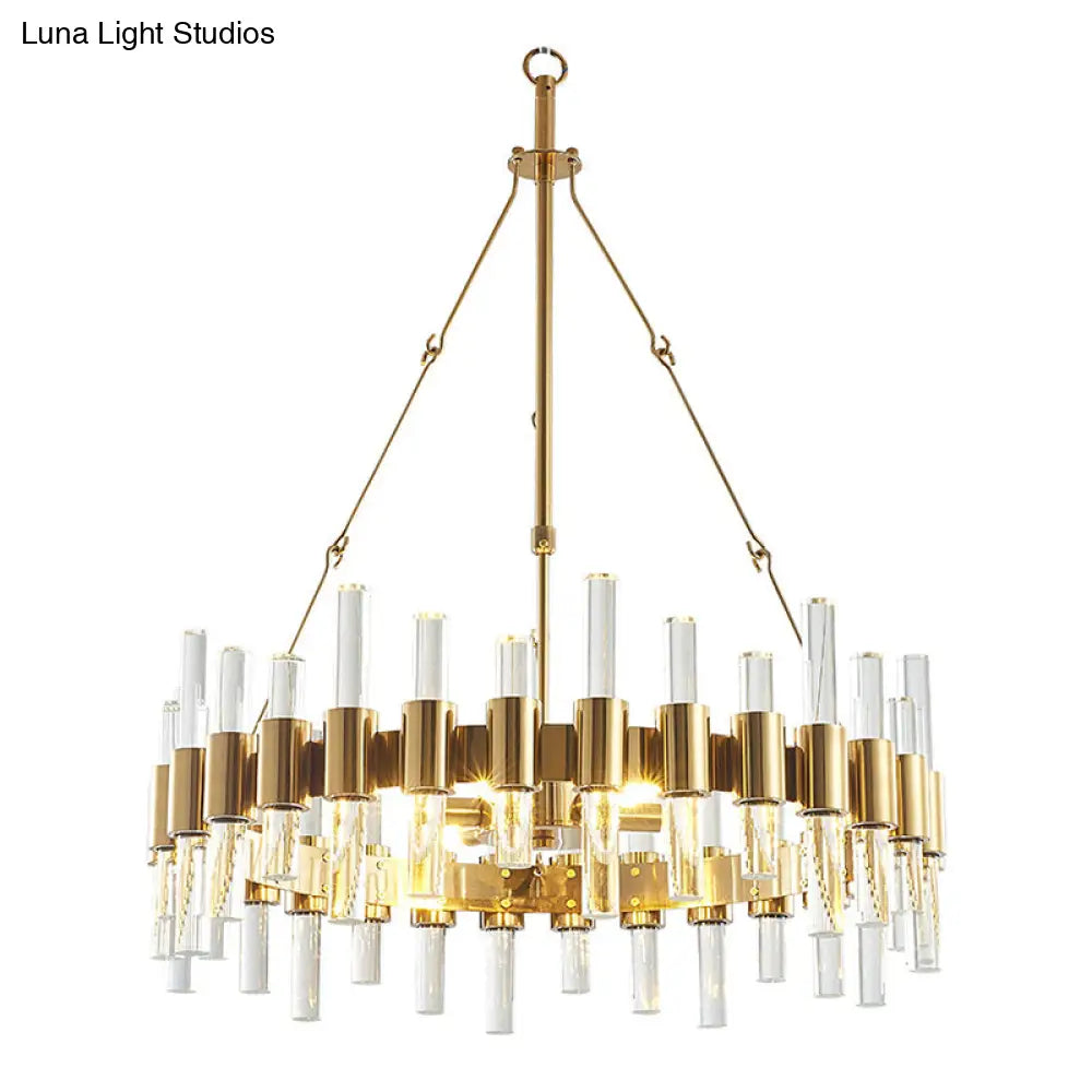 Modern Gold Crystal Rod Loop Chandelier Pendant Light