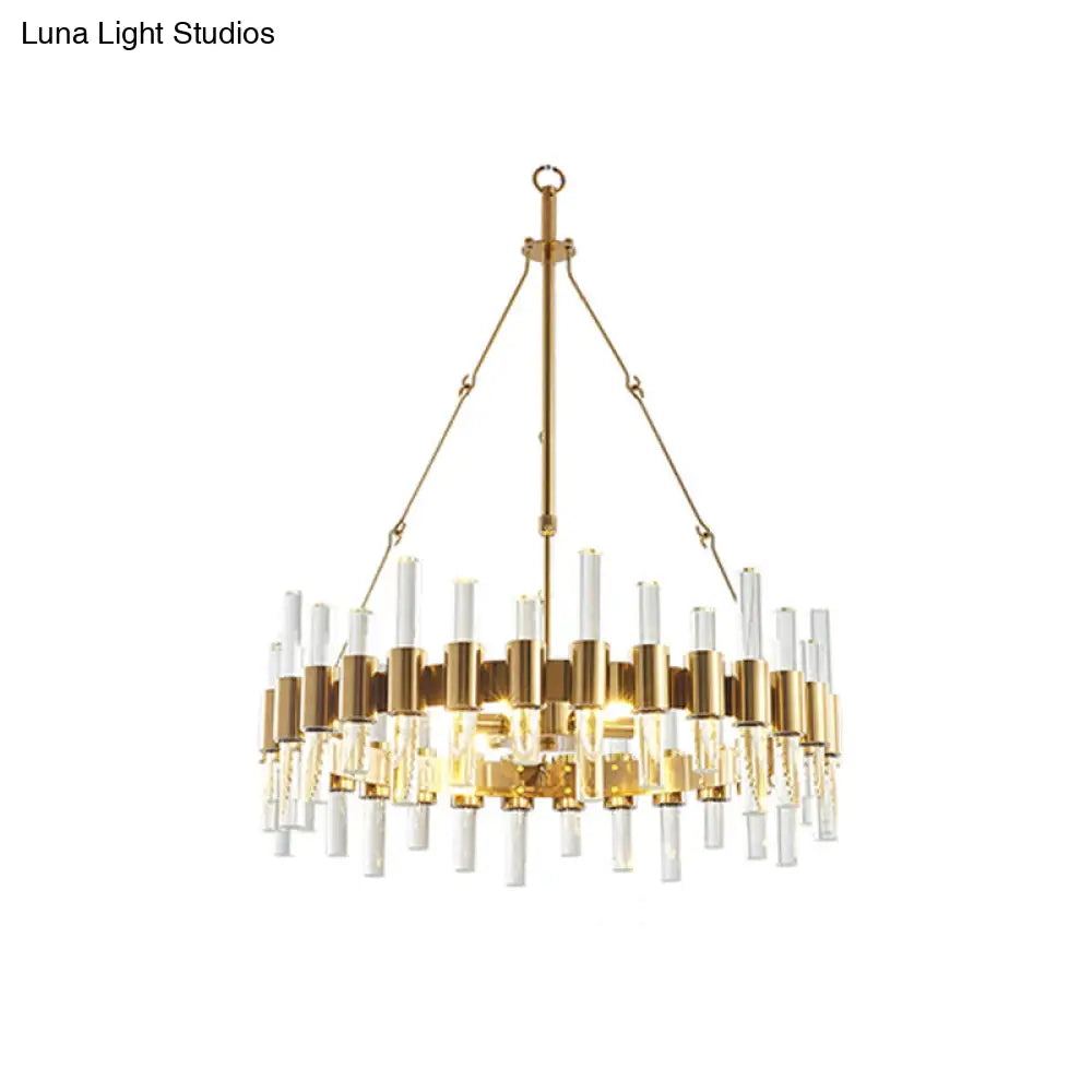 Modern Gold Crystal Rod Loop Chandelier Pendant Light