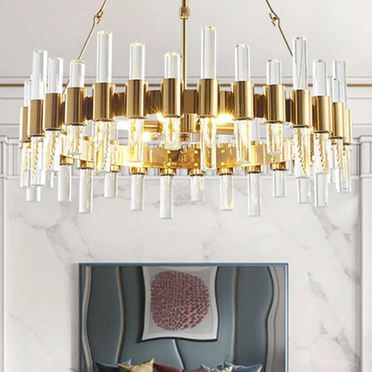 Modern Gold Crystal Rod Loop Chandelier Pendant Light / Small Round