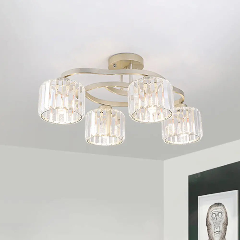 Modern Gold Crystal Shade Semi Flush Mount Ceiling Lamp For Dining Room (4/6-Bulb) 4 /