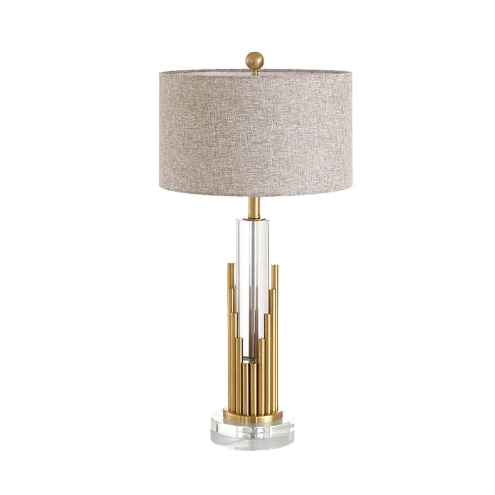 Modern Gold Crystal Table Lamp With Fabric Shade