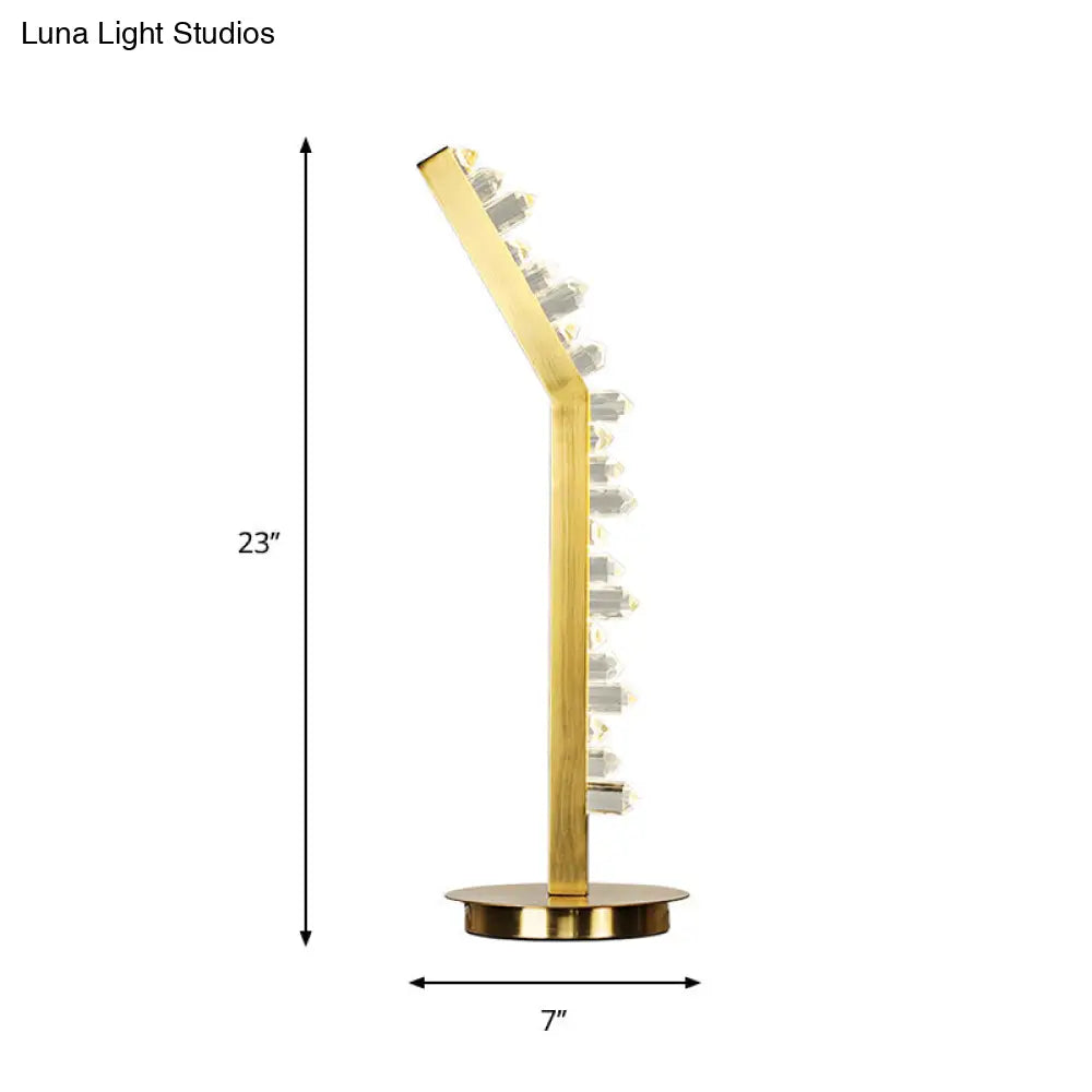 Modern Gold Crystal Table Lamp With Metal Shade In Warm/White Light For Study Room