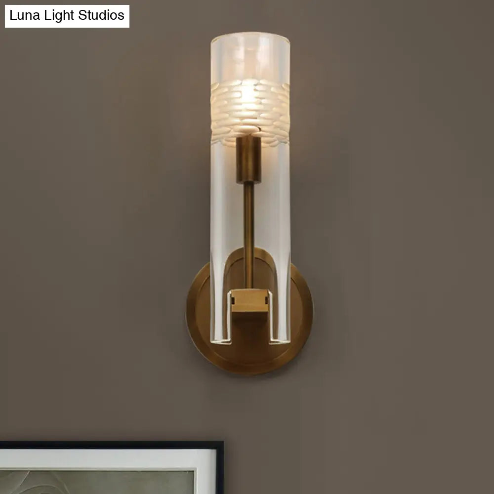 Modern Gold Crystal Wall Lamp: Stylish Cylinder Design Perfect For Living Room Lighting