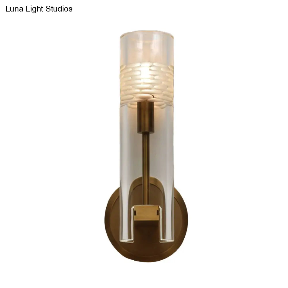 Modern Gold Crystal Wall Lamp: Stylish Cylinder Design Perfect For Living Room Lighting