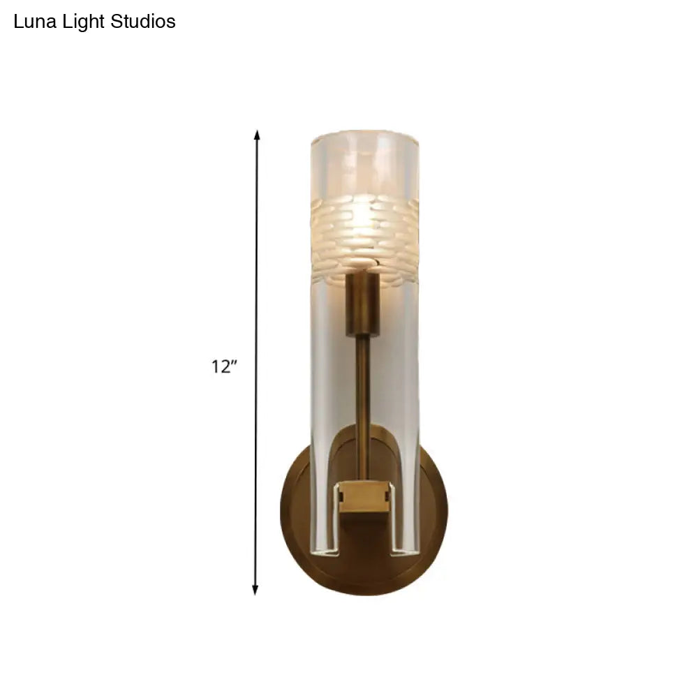 Modern Gold Crystal Wall Lamp: Stylish Cylinder Design Perfect For Living Room Lighting