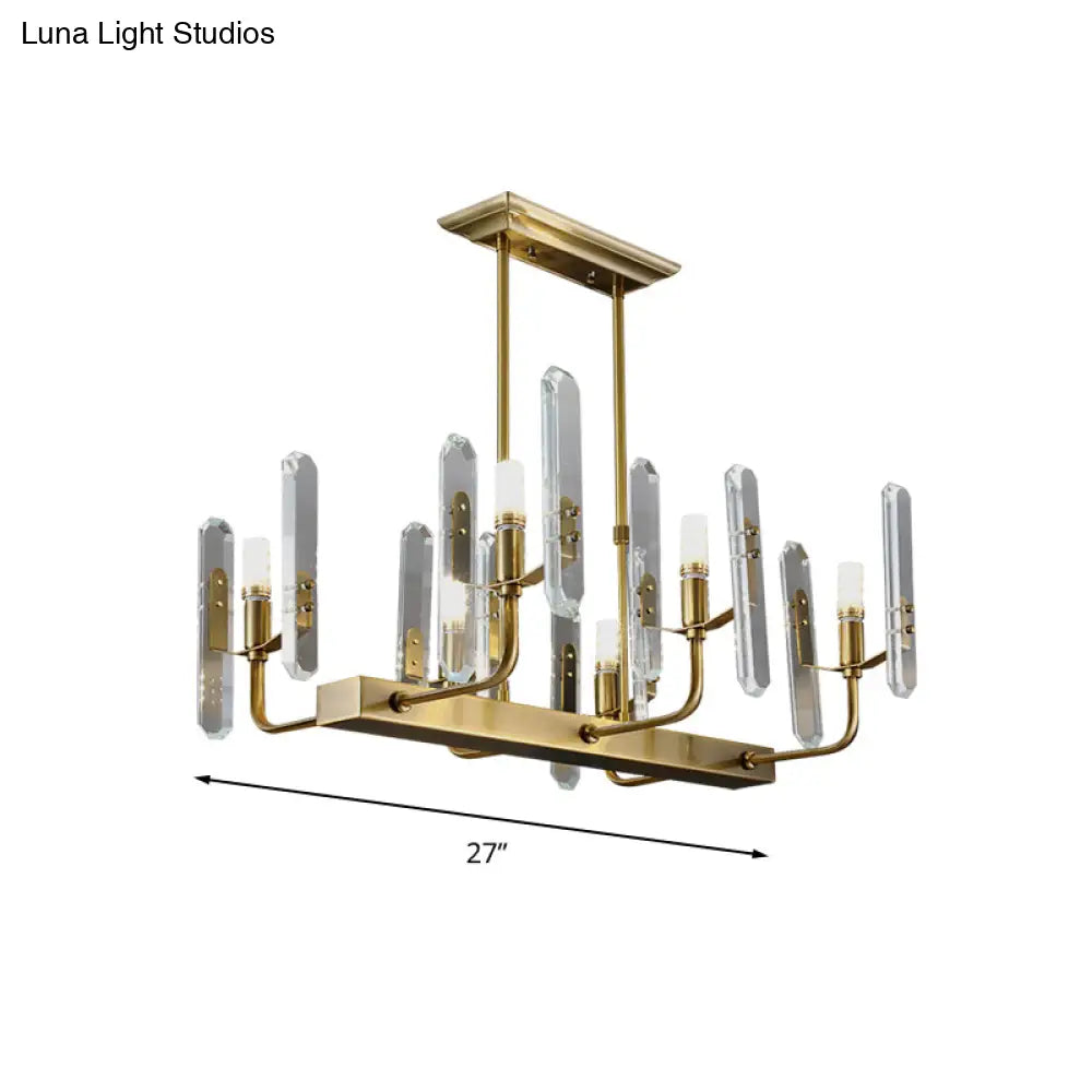 Modern Gold Curved Arm Island Lighting - 6 Head Living Room Hanging Ceiling Light