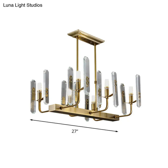 Modern Gold Curved Arm Island Lighting - 6 Head Living Room Hanging Ceiling Light