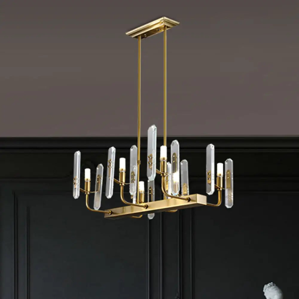 Modern Gold Curved Arm Island Lighting - 6 Head Living Room Hanging Ceiling Light