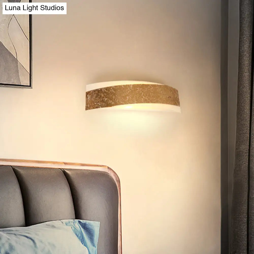 Modern Gold Curved Led Wall Lamp With 2 Lights For Living Room - Metal Mount Lighting