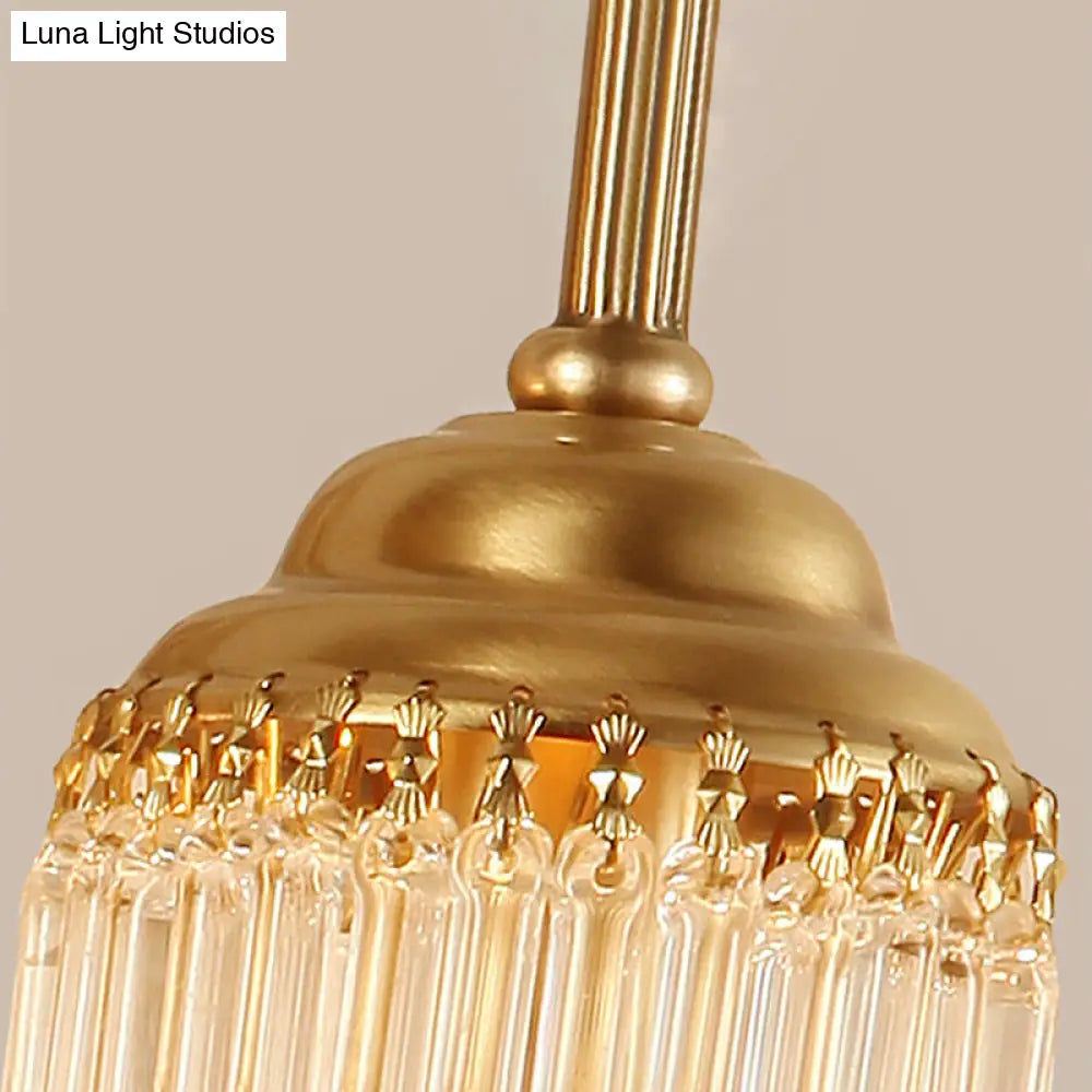 Modern Gold Cylinder Wall Sconce With Crystal Rod Shade Nordic Style | Metal Mount Light