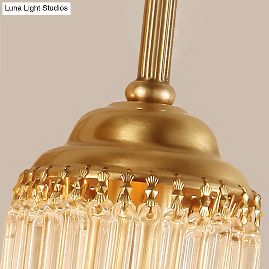 Modern Gold Cylinder Wall Sconce With Crystal Rod Shade Nordic Style | Metal Mount Light