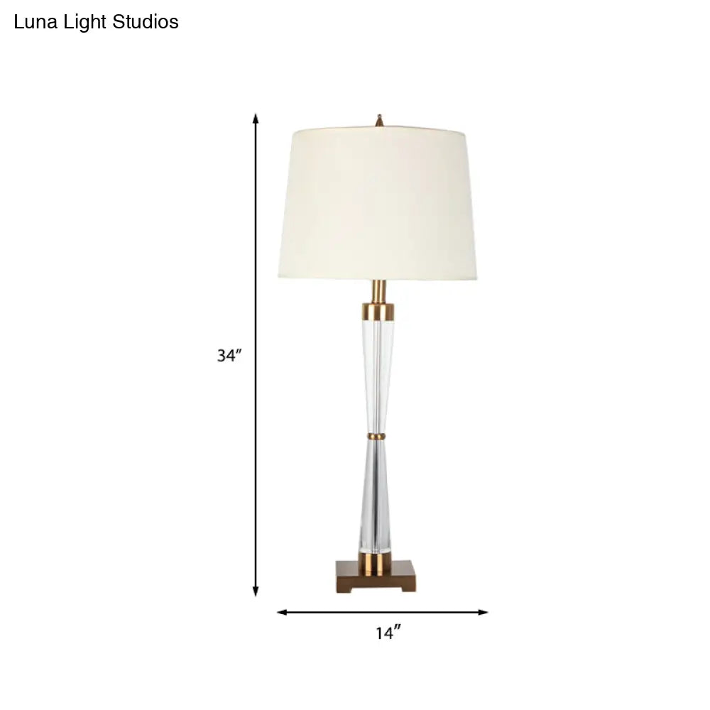 Modern Gold Desk Lamp With Barrel Fabric Shade Perfect For Living Room