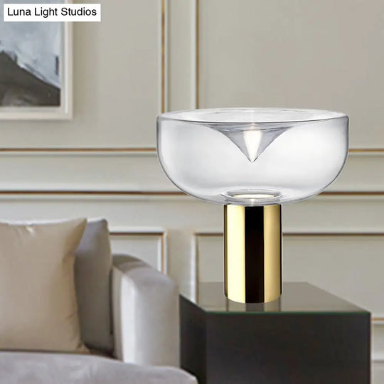 Modern Gold Desk Lamp With Clear Glass Shade - Ideal For Living Rooms Reading And More!