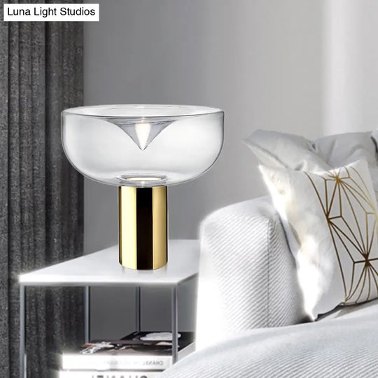 Modern Gold Desk Lamp With Clear Glass Shade - Ideal For Living Rooms Reading And More!