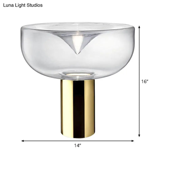 Modern Gold Desk Lamp With Clear Glass Shade - Ideal For Living Rooms Reading And More!