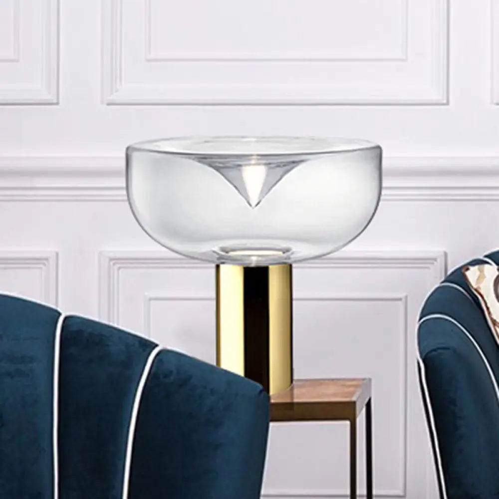 Modern Gold Desk Lamp With Clear Glass Shade - Ideal For Living Rooms Reading And More!