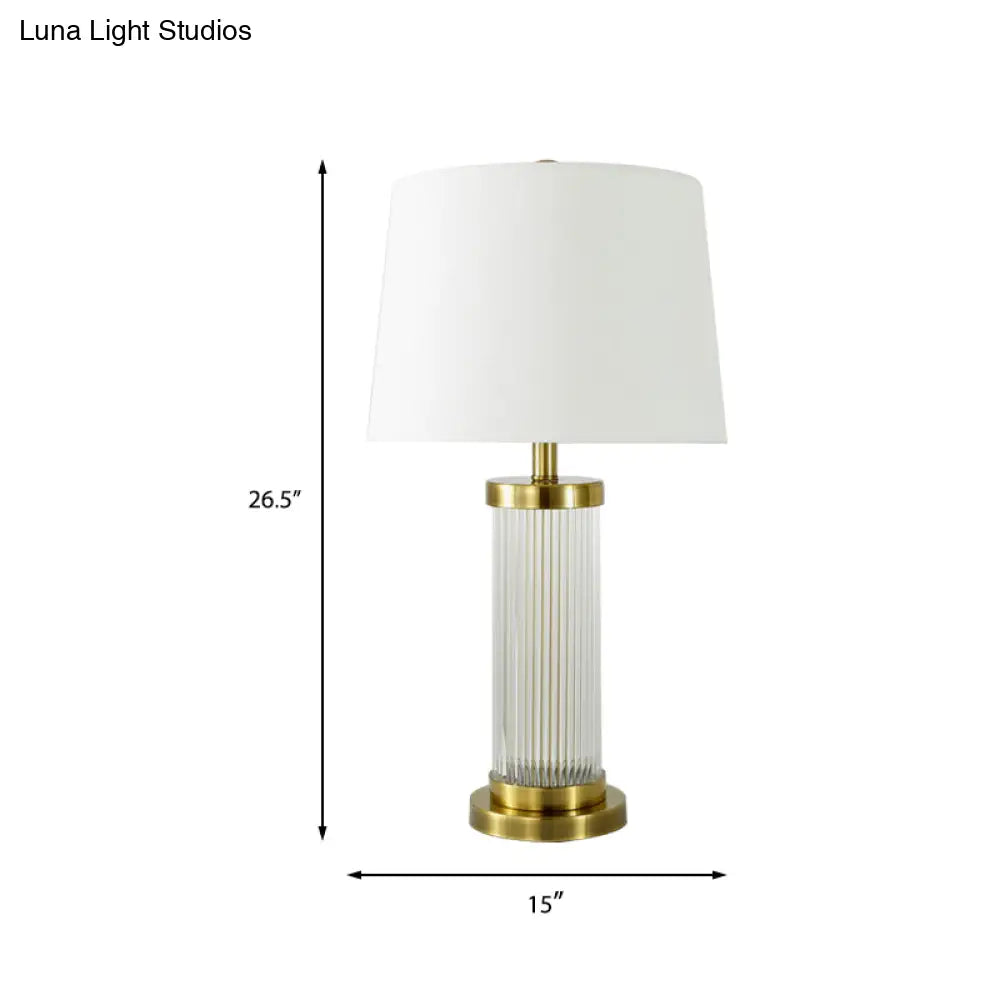 Modern Gold Desk Lamp With Fabric Shade - Flare Design 1 Bulb