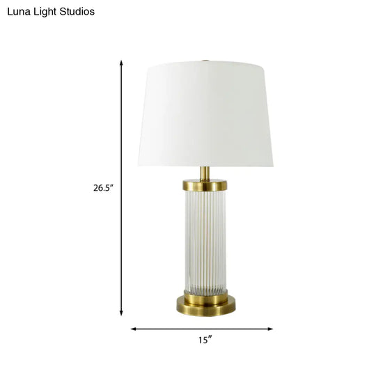 Modern Gold Desk Lamp With Fabric Shade - Flare Design 1 Bulb