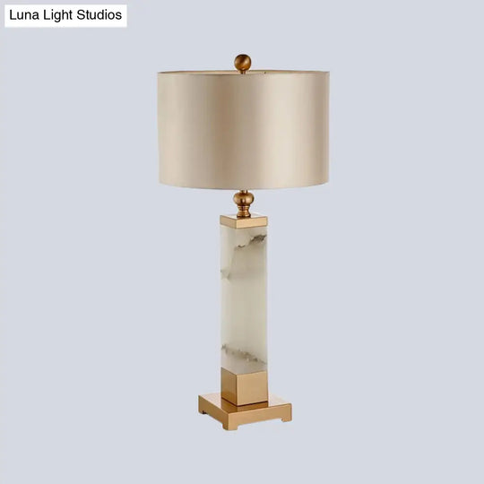 Modern Gold Desk Lamp With Fabric Shade - Ideal For Living Room Or Office