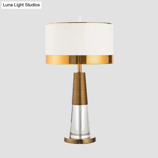 Modern Gold Desk Lamp With Fabric Shade - Ideal For Living Room Or Office