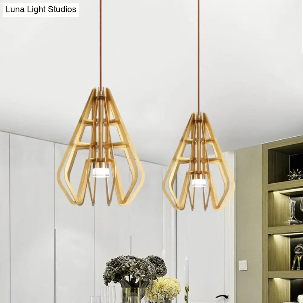 Gold Diamond Led Pendant Light: Postmodern Suspension Lamp With Metal Frame