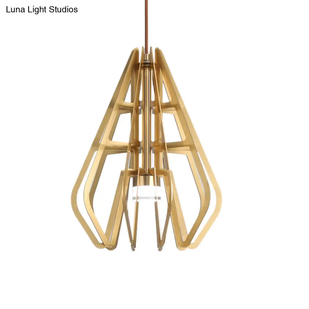 Gold Diamond Led Pendant Light: Postmodern Suspension Lamp With Metal Frame