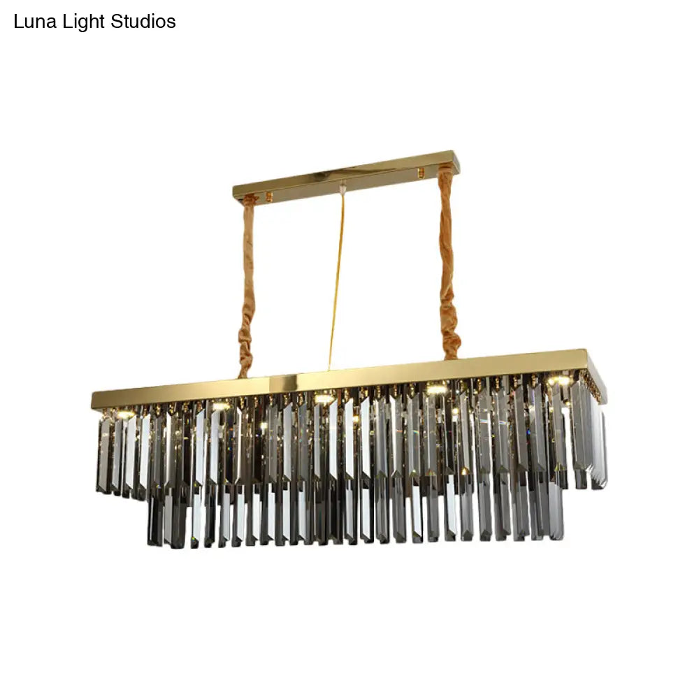 Modern Gold Dining Room Island Pendant Light With 10 Crystal-Cut Shades - 23.5/31.5 Wide