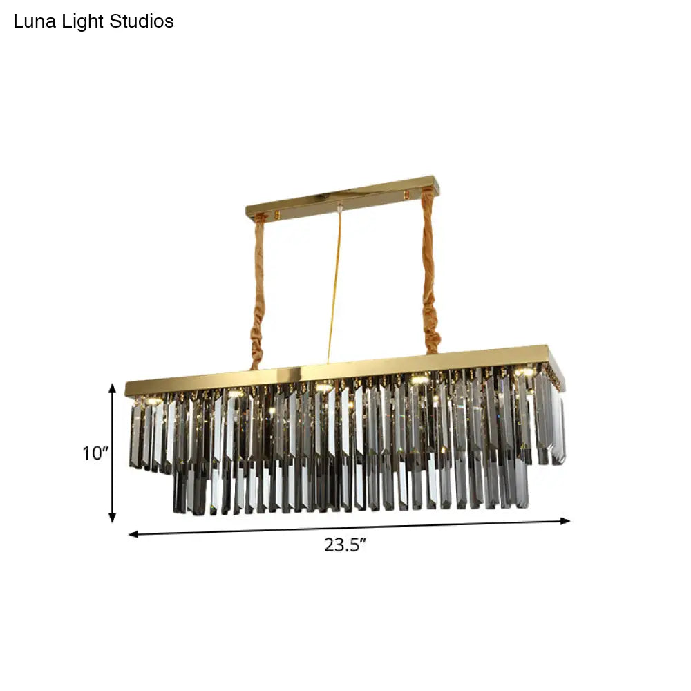 Modern Gold Dining Room Island Pendant Light With 10 Crystal-Cut Shades - 23.5/31.5 Wide