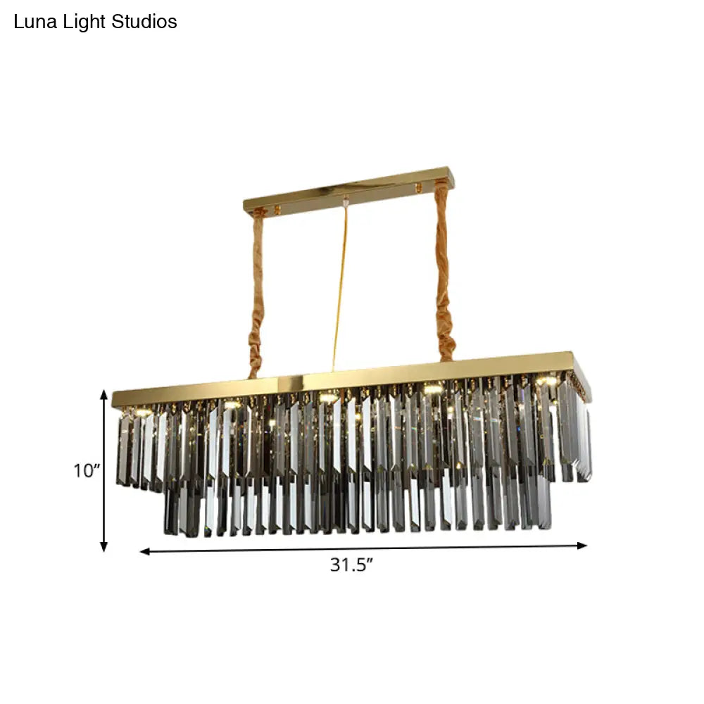 Modern Gold Dining Room Island Pendant Light With 10 Crystal-Cut Shades - 23.5/31.5 Wide