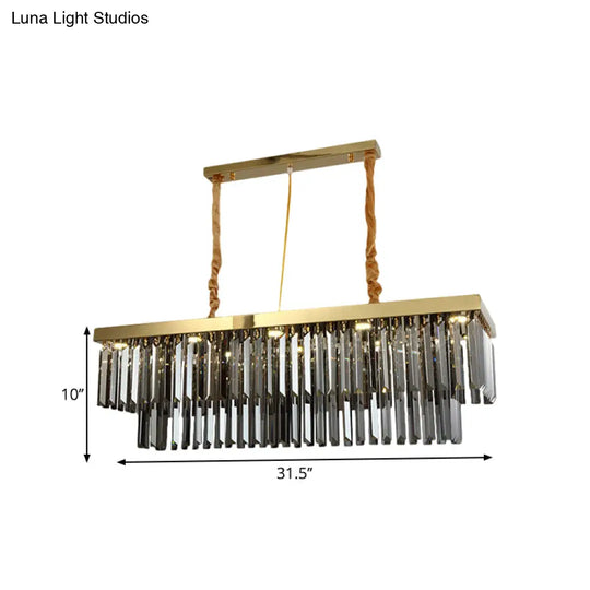 Modern Gold Dining Room Island Pendant Light With 10 Crystal-Cut Shades - 23.5/31.5 Wide