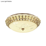 Modern Gold Dome Led Flush - Mount Crystal Light Fixture - Contemporary & Elegant Ceiling Lamp
