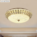 Modern Gold Dome Led Flush - Mount Crystal Light Fixture - Contemporary & Elegant Ceiling Lamp