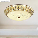 Modern Gold Dome Led Flush - Mount Crystal Light Fixture - Contemporary & Elegant Ceiling Lamp