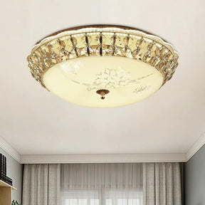 Modern Gold Dome Led Flush - Mount Crystal Light Fixture - Contemporary & Elegant Ceiling Lamp