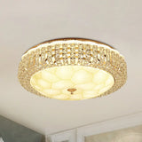 Modern Gold Dome Led Flush - Mount Crystal Light Fixture - Contemporary & Elegant Ceiling Lamp