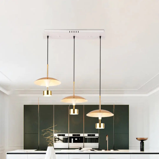 Modern Gold Dome Pendant With 3-Light Led Ceiling Fixture