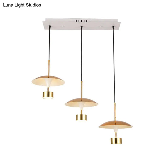 Modern Gold Dome 3-Light Pendant With Metallic Led Ceiling Fixture