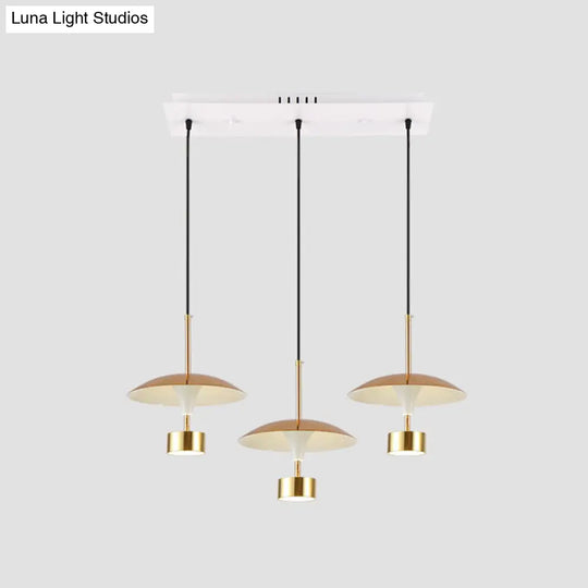 Modern Gold Dome 3-Light Pendant With Metallic Led Ceiling Fixture