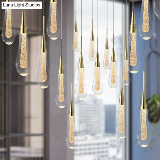 Modern Gold Drop Pendant With Clear Crystal – Stylish 1-Light Ceiling Lamp For Dining Room