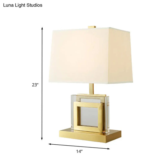 Modern Gold Fabric Pagoda Desk Lamp - Stylish 1-Bulb Night Table Light For Living Room