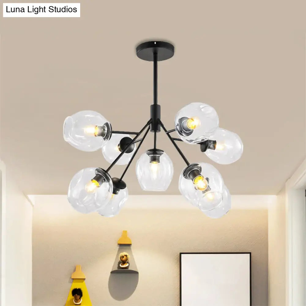 Modern Gold Finish Clear Glass Branching Chandelier - 7/9/13 Heads Simple Ceiling Pendant Light