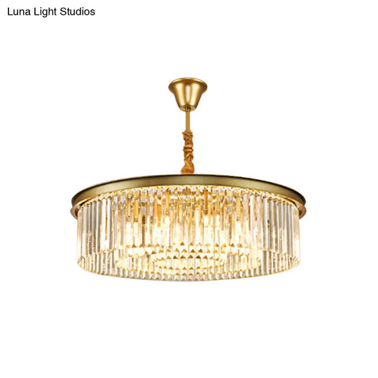 Modern Gold Finish Round Crystal Ceiling Chandelier For Living Room