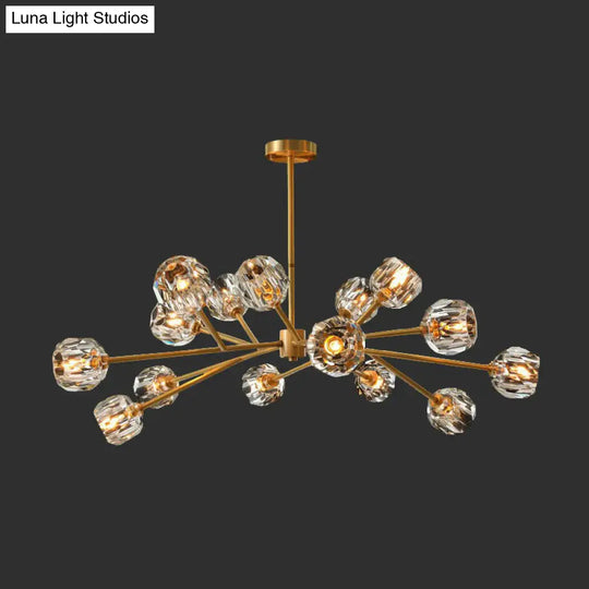 Modern Gold Finish Crystal Orb Chandelier For Living Room - Sputnik Ceiling Light