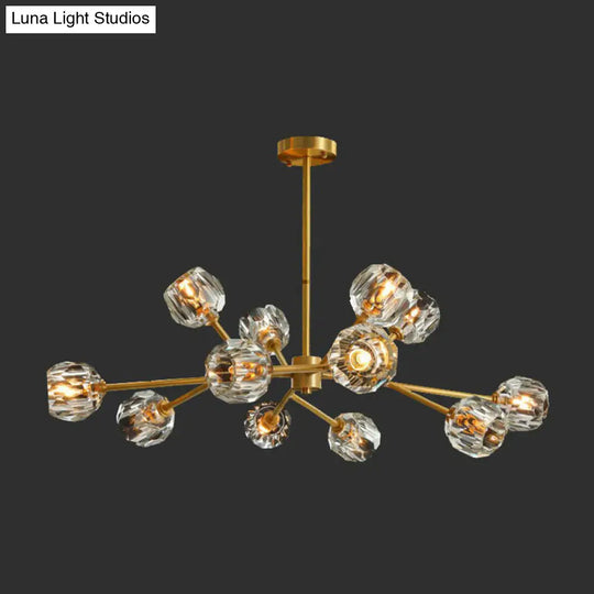 Modern Gold Crystal Orb Ceiling Chandelier For Living Room