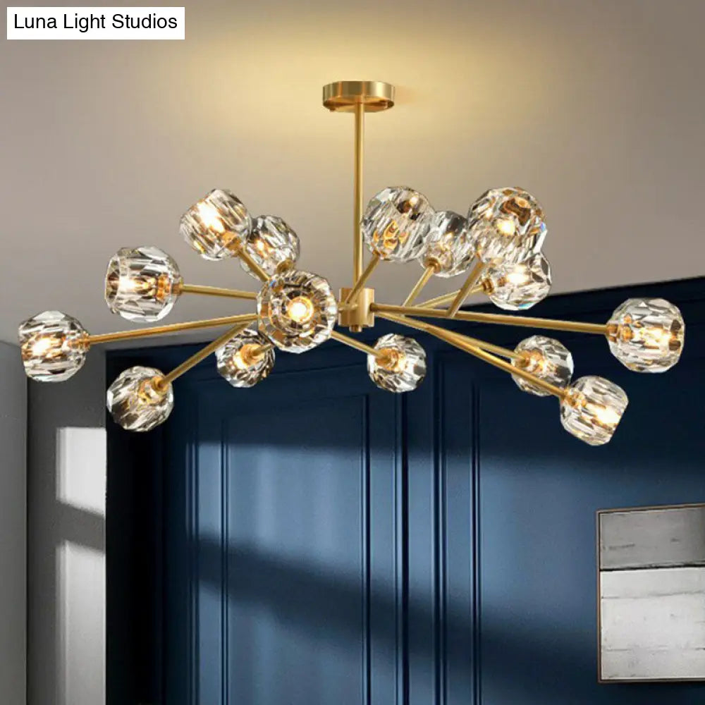 Modern Gold Crystal Orb Ceiling Chandelier For Living Room 15 /