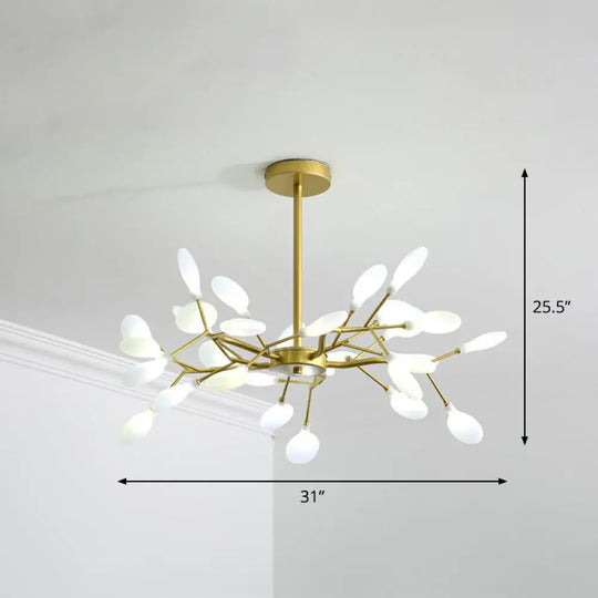 Modern Gold Finish Firefly Hanging Lamp: Acrylic Chandelier Light For Living Room 30 /